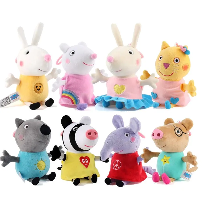 Juguetes de peluche de Peppa Pig y George para niños, llavero de alta calidad, colgante de muñeca de Animal de dibujos animados, regalos de cumpleaños, 19CM