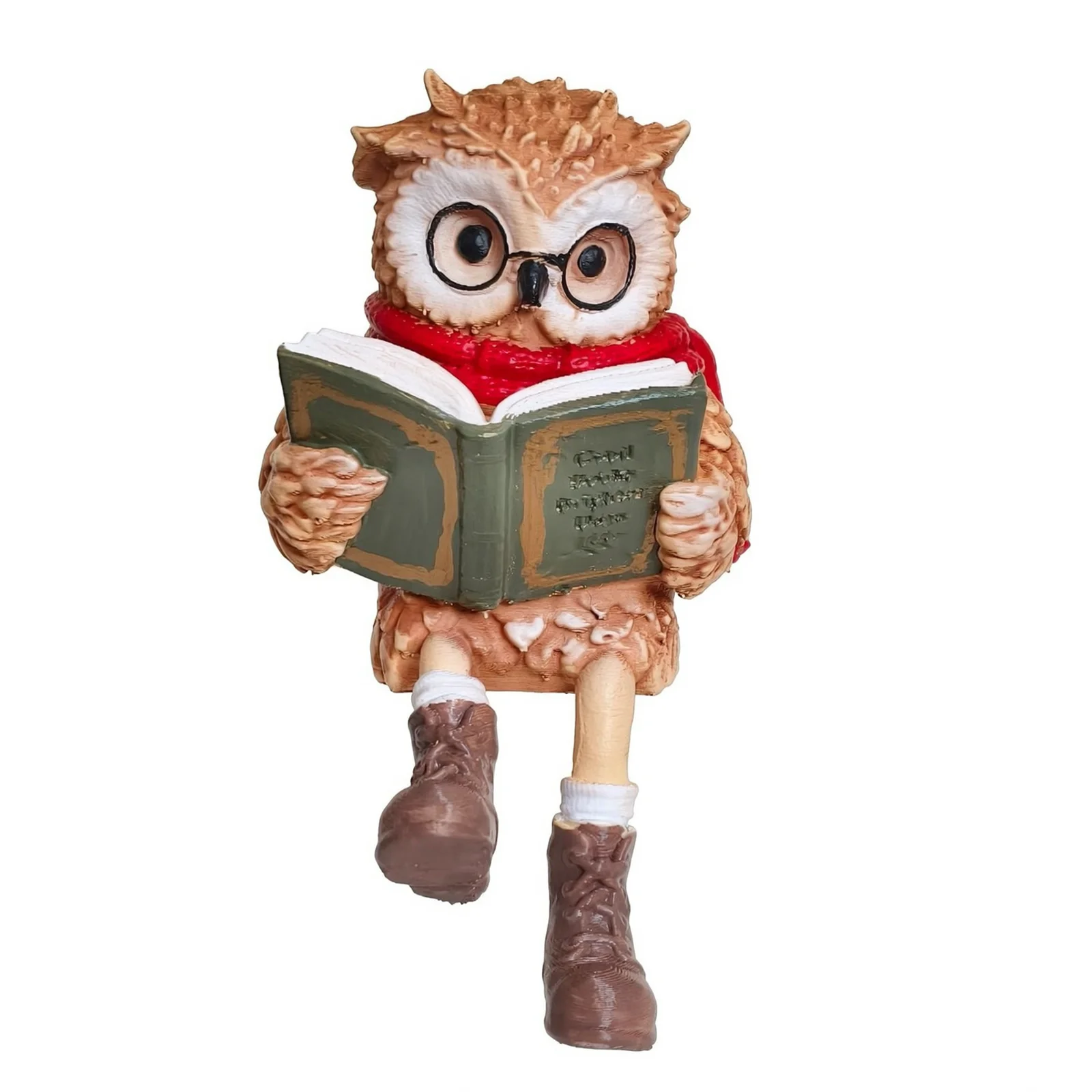 Charming Reading Owl Statue Resin Owl Decor Unique Hanging Leg Feature Indoor Outdoor Decoration