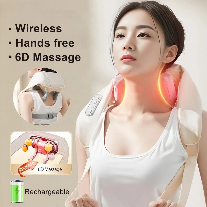 Multifunctional Newest Wireless Neck Massager Kneading Cervical Spine Massage Shawl Trapezius Muscle Rechargeable Protable Gift