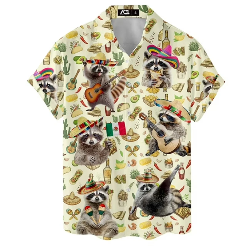 

Cute Raccoon Taco Graphic Shirt For Men's Funny Pattern 3D Print Short Sleeve Shirts Daily Summer Casual Fashion Women Blouse