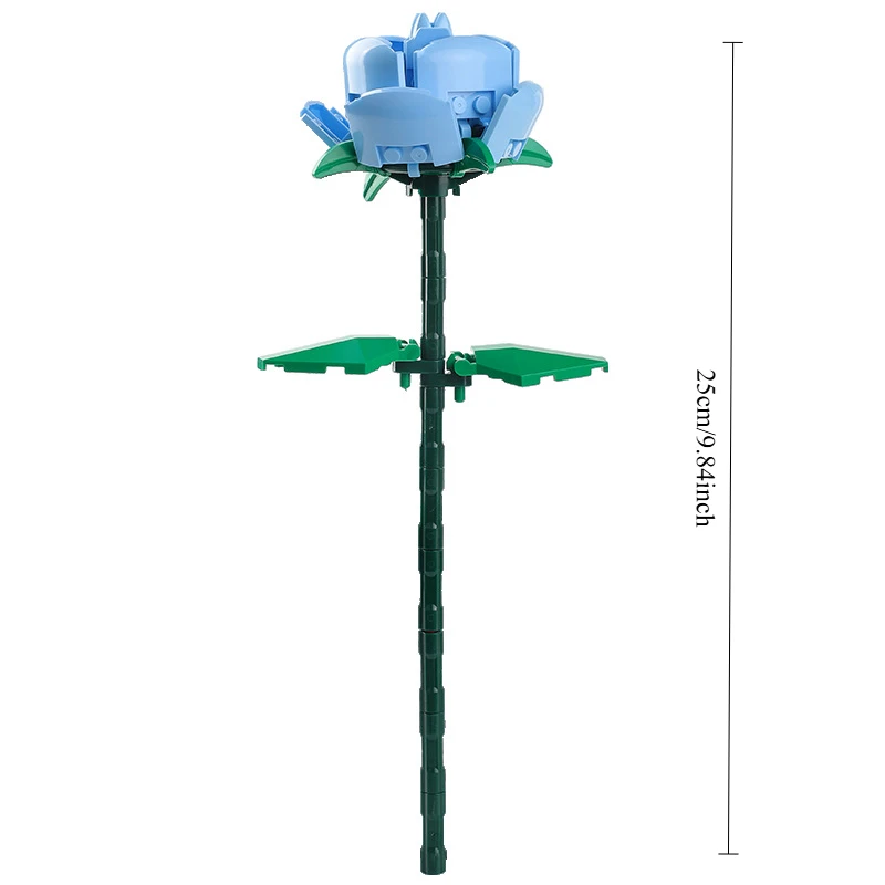 Rosa blocos de construção plantas paz e esperança jardins modelo clássico tijolos crianças conjunto kits brinquedo diy presente do dia dos namorados vermelho azul rosa