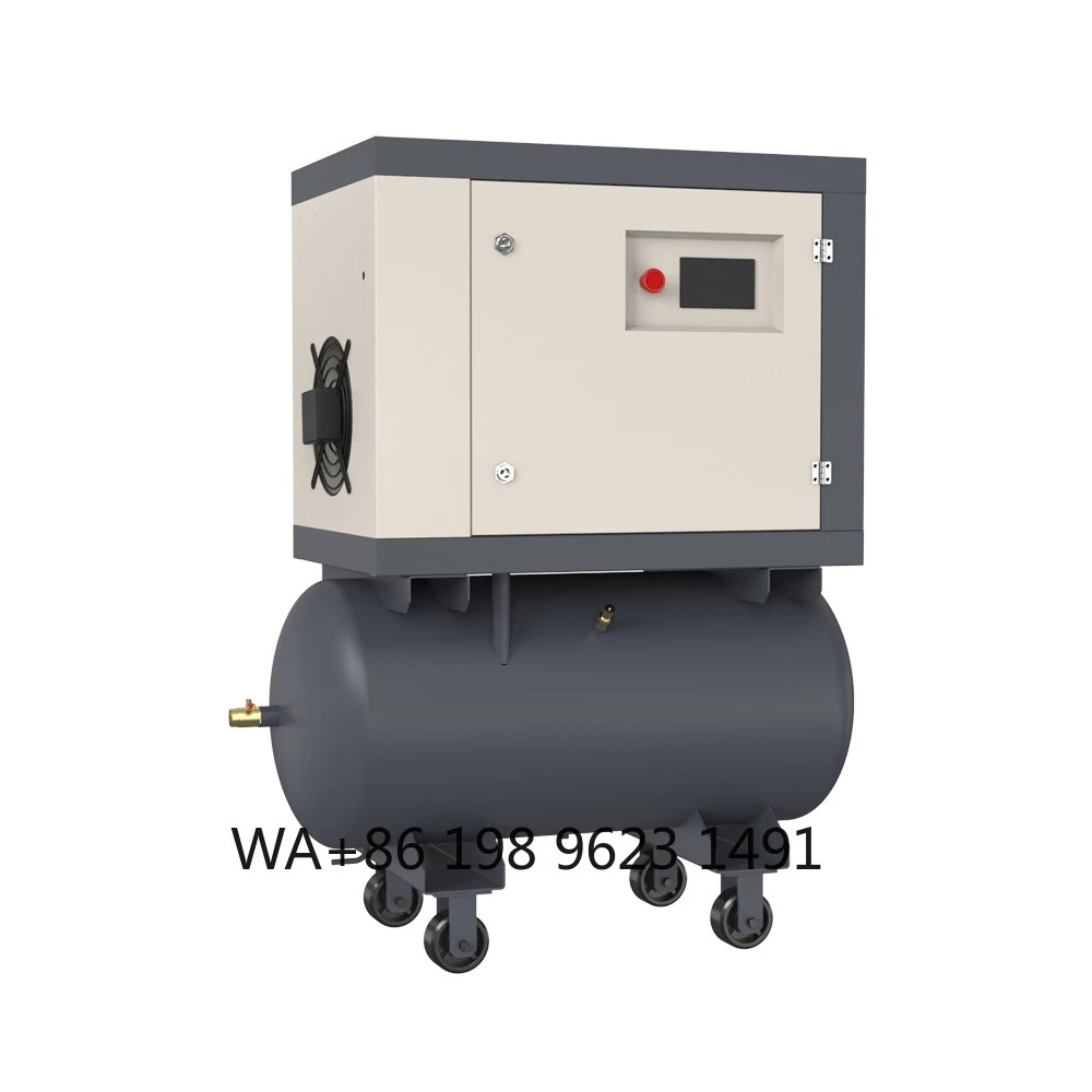 Energy Saving Mobile Rotary Screw Air Compressor 7-10Bar Mini Portable Unit With Air Dryer And Universal Wheels