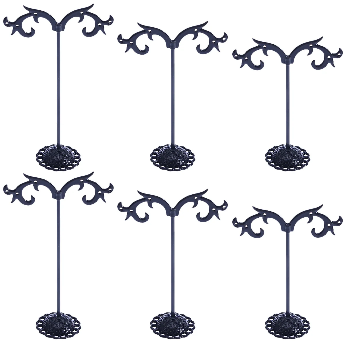 

6Pcs Earrings Rack Iron Art Jewelry Organizer Necklace Rings Holder Stable Jewelry Display Stand Ideal for Retail and Personal
