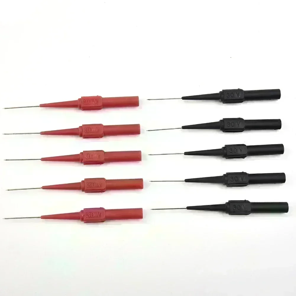 10pcs Insulation Piercing Needle Non-destructive Multimeter Test Probes Measuring Device Red/Black 30V For Banana Plug