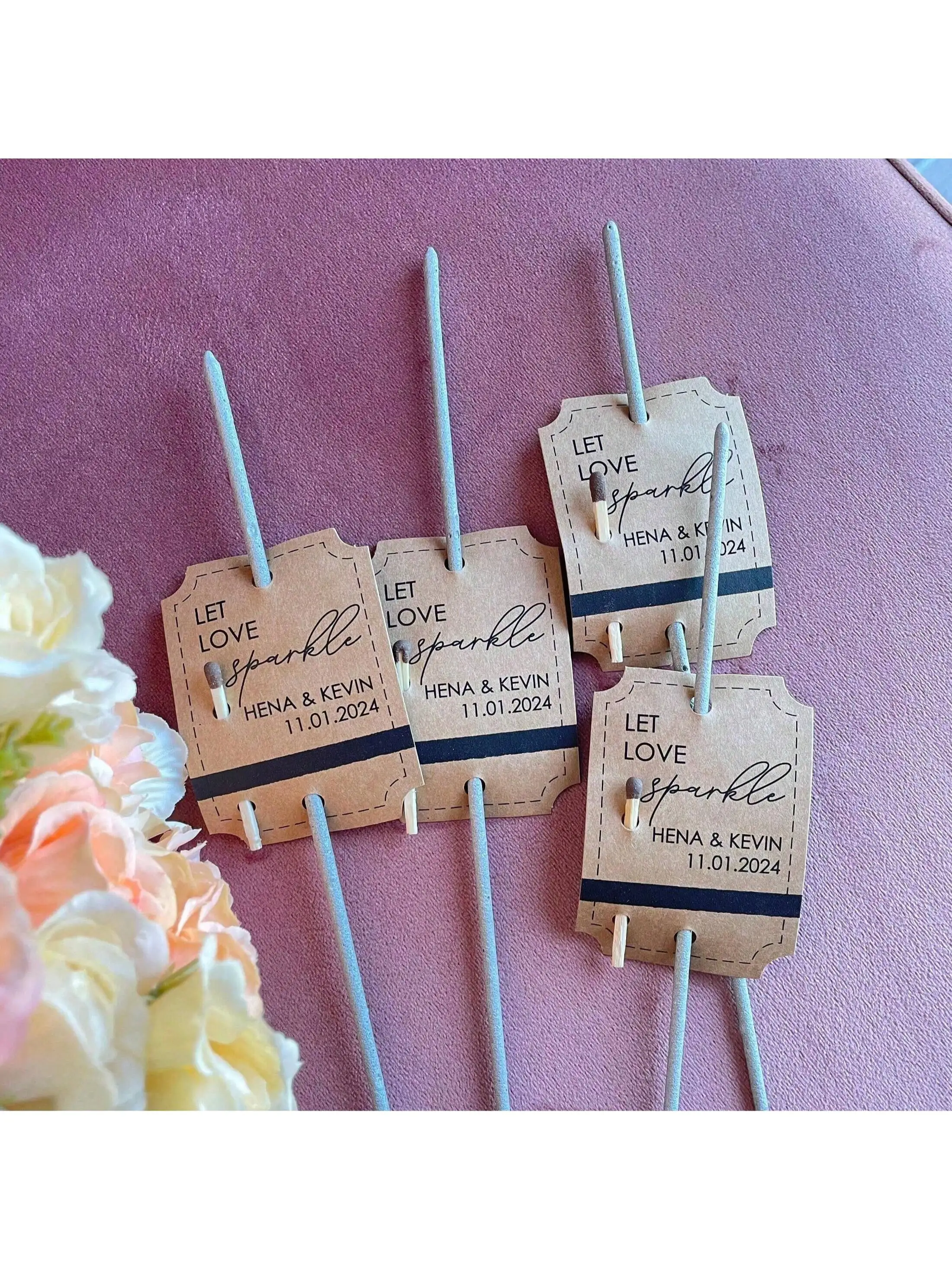 100 قطعة علامة سباركلر مخصصة مقاس 5 × 7 سم لحفلات الزفاف والحفلات والخطوبة والذكرى السنوية - شحن سريع - المباريات غير متضمنة