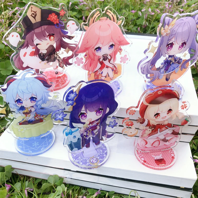 Game Genshin Impact Keqing Ganyu Beelzebul Yae Miko Klee Stand Plate Anime Cartoon Cosplay Figure Character Acrylic Prop