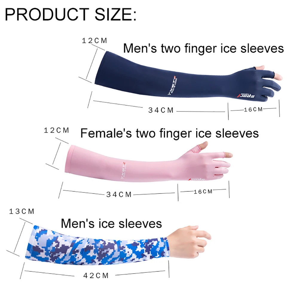 LOOGDEEL 1Pair Summer Ice Silk Fishing Sleeves Accessories Anti-UV Outdoor Hiking Cycling Arm Support Unisex Fingerless Arm Cuff