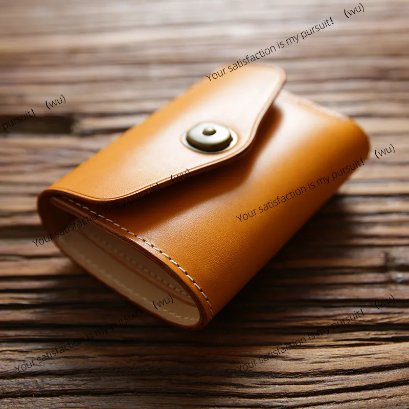 Handmade vintage Italian vegetable-tanned leather buckle men's cropped wallet leather wallet top layer cowhide youth wallet