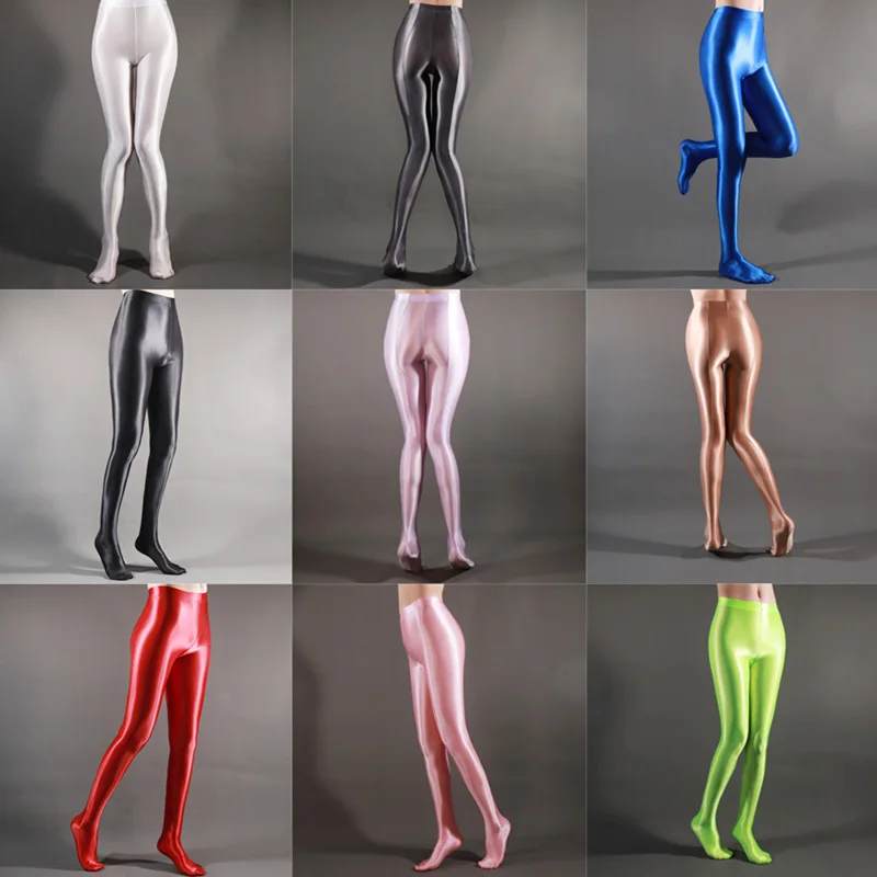 Donne Sexy che dimagriscono Leggings in Nylon sottile trasparente elastico Fitness vita alta Hot Erotic Pencil Pants Wet Look Night Clubwear