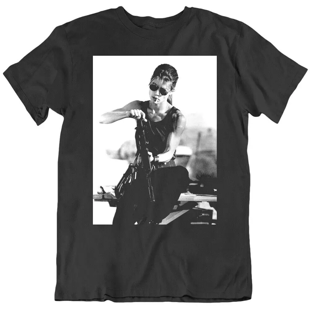 Sarah Connor Terminator 2 T2 Movie Fan V2 Black T Shirt