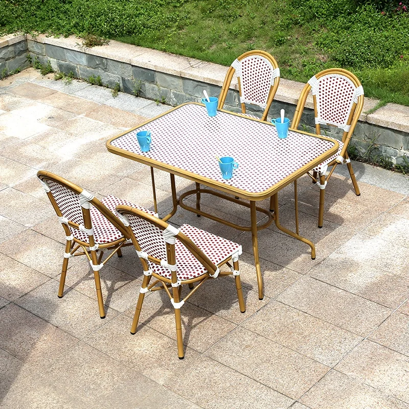 Outdoor Rattan Wicker Patio Furniture Set – Table & Chairs, All-Weather PE, Garden/Balcony/Café