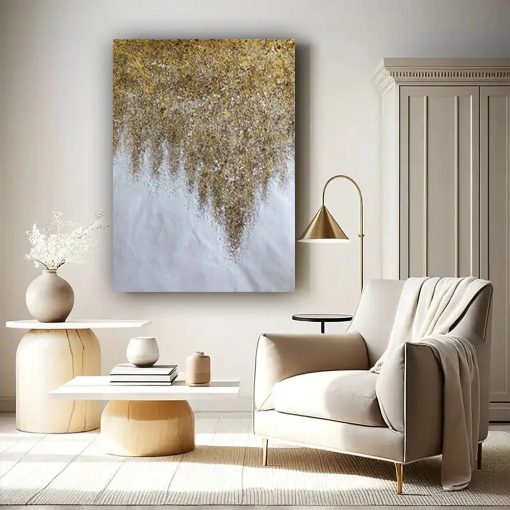 

Nordic Home Decorative Poster 100% Hand-painted Abstract Oil Painting On Canvas Gold Wall Art Modern Wedding Salon Decor Murals