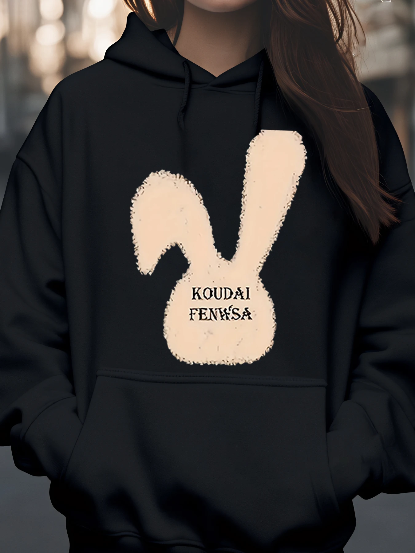 

Толстовка с капюшоном Koudai Fenksa с принтом кролика, повседневная одежда на Хэллоуин, женская одежда