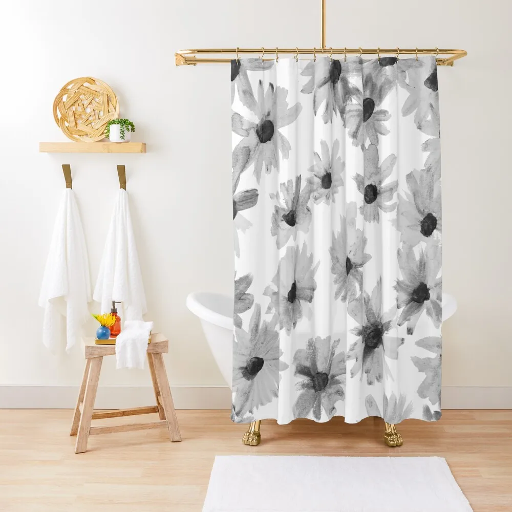 

Black and white flowers Shower Curtain For Bathrooms Luxury Bathroom Cute Shower Bathroom Accessories Curtain