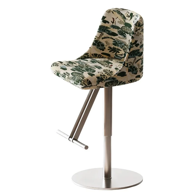

French retro bar chair designer medieval home high stool island chair stainless steel lifting backrest chair