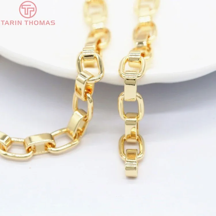 (4164) 50CM 9x13MM 24K Gold Color Brass Necklace Chains Bracelet Chains Diy Jewelry Findings Accessories