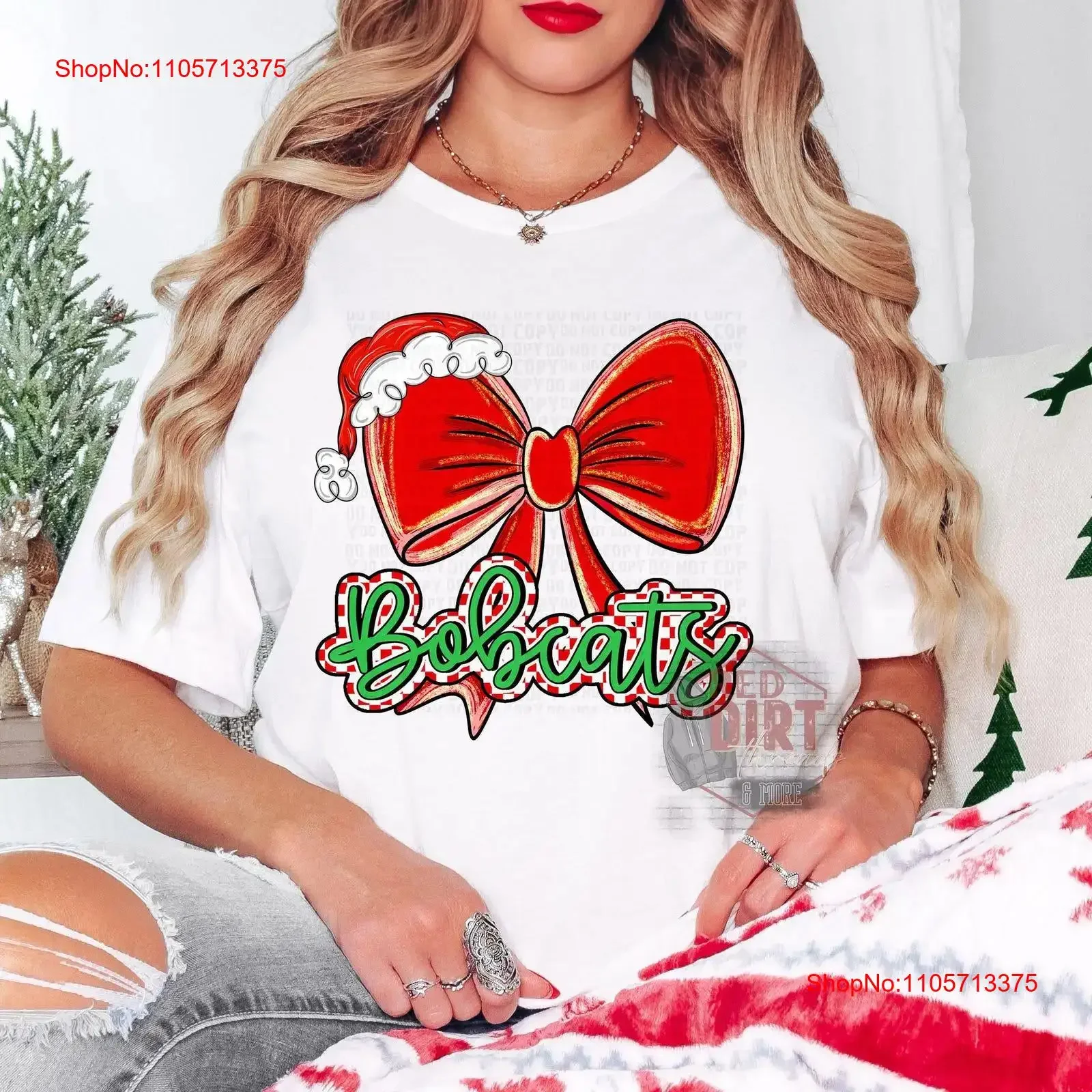 Bobcats Christmas T Shirt Trendy School SpiriT Fast Shipping Super SofT for Women Kid's vintage Washed Top For Everyday Wear