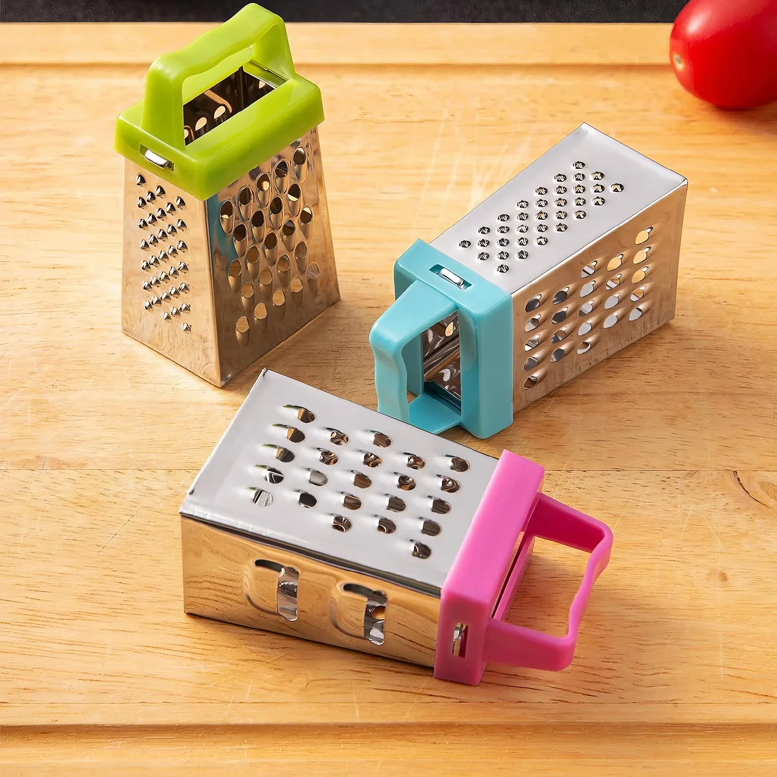 

3pcs Mini Cheese Grater Stainless Steel Vegetable Blue Green Pink Slicer Kitchen Tool Food Preparation Easy Clean Storage