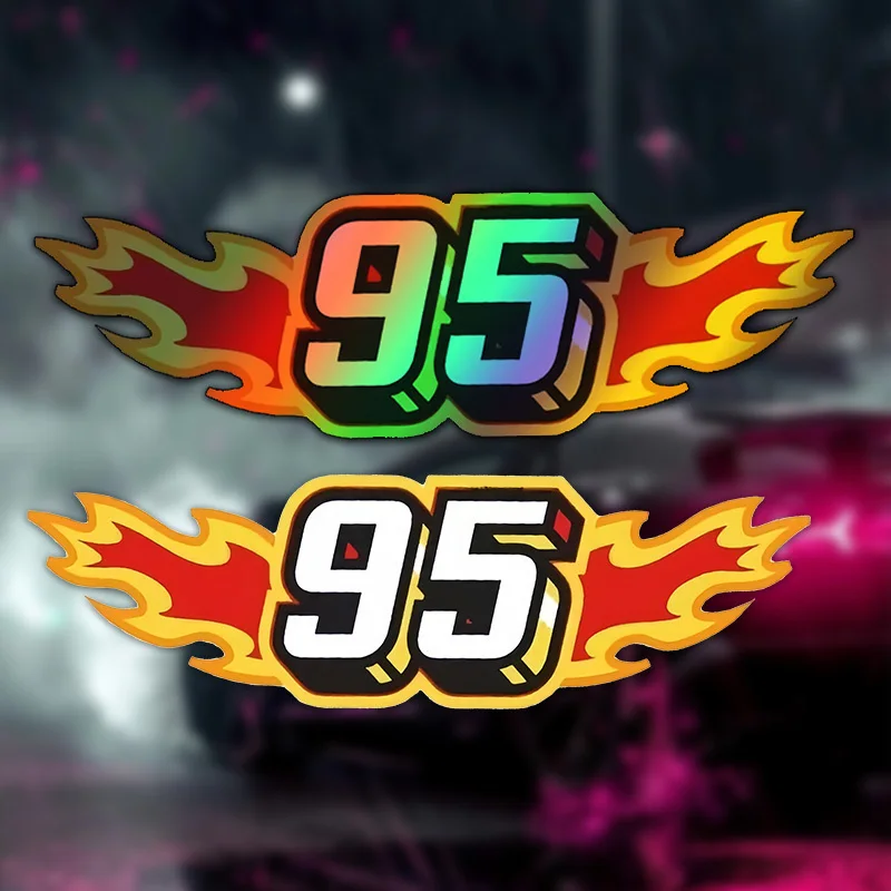 

Vibrant #95 Flame Vinyl Sticker, Waterproof Sun-Resistant Racing Decal, Red Yellow Self-Adhesive for Car Body, Triangle Window