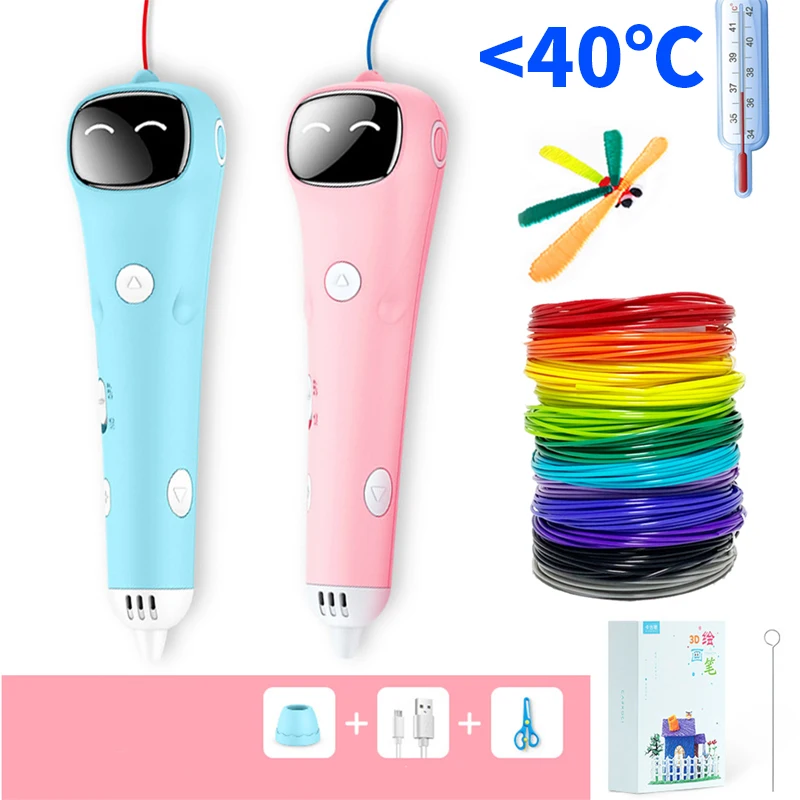 

3D Pen Low Temperature Anti-Scald 3D Printing Pen 20 Kinds of Color PCL Filament Creative Gift Safe 3D Pen for Children