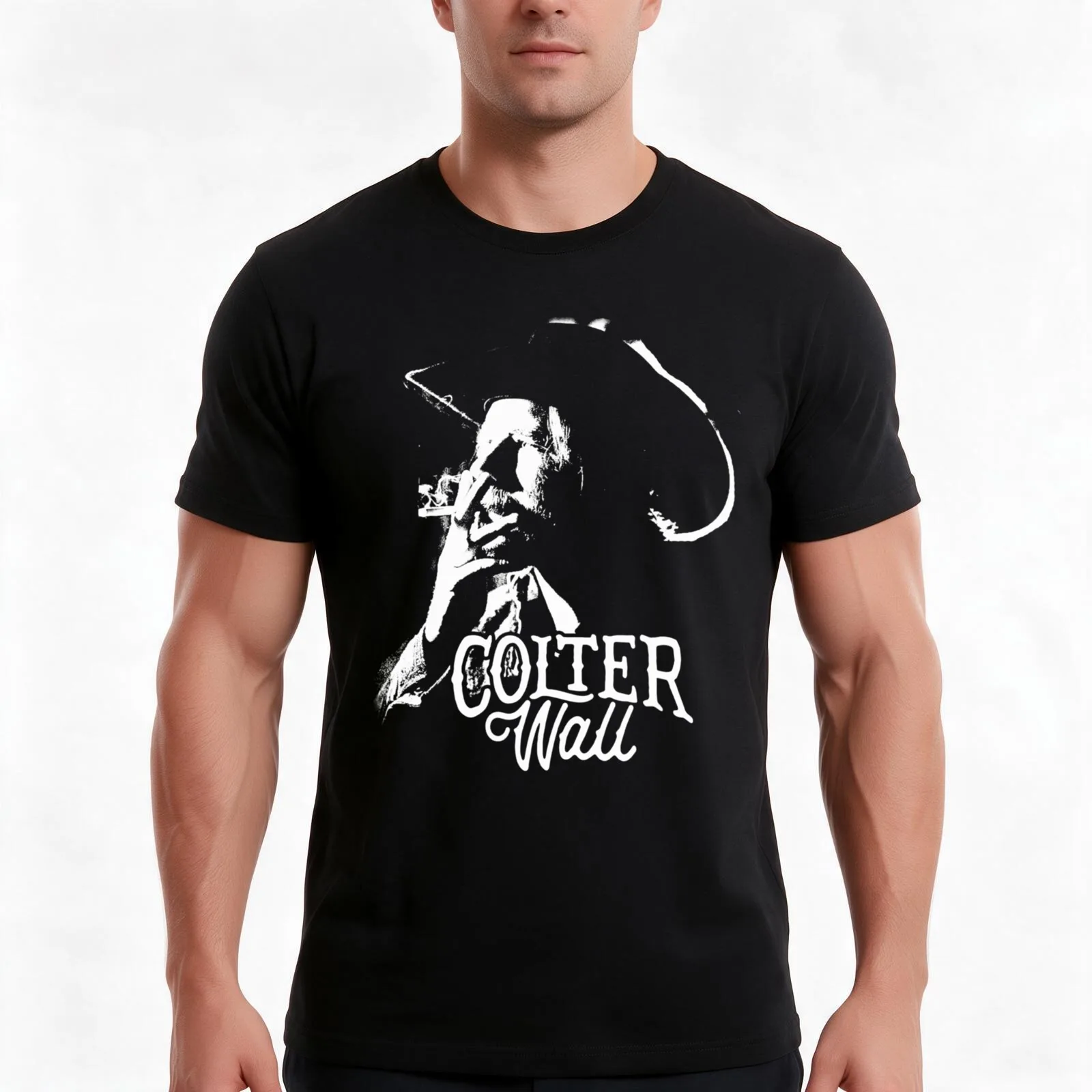 Colter Wall White and Black Colter Art Wall Singer-Songwriters Canadians T-Shirt, Summer Casual Cotton Tee, Unisex Men Women