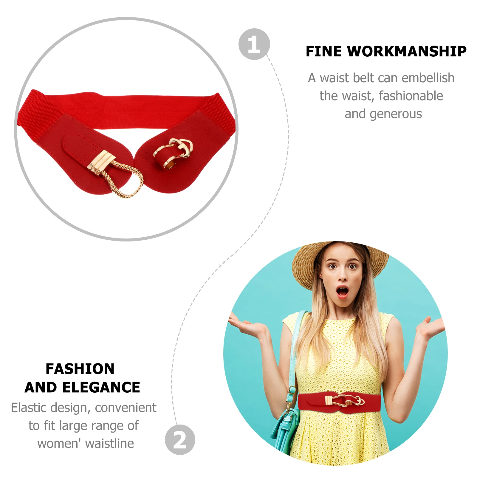 

1 pc Wide High Waist For Women Elegant Dress Belt Premium Buckle Waistband Stylish Clothing Accessory Elastic Lady Belt
