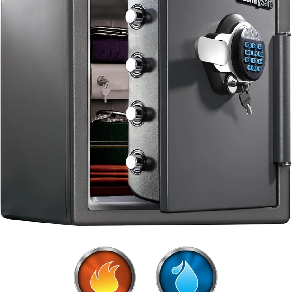 Alloy Steel Digital Safe Box for Home with Code Button Keypad, 1.23 Cubic Feet, 17.8 x 16.3 x 19.3 Inches (exterior)