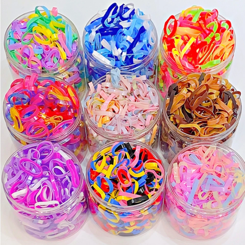 500pcs Thickened Colorful Disposable Hair Rubber Bands Elastic Women Girls Ponytail Holder Hair Tie Hair Accessories