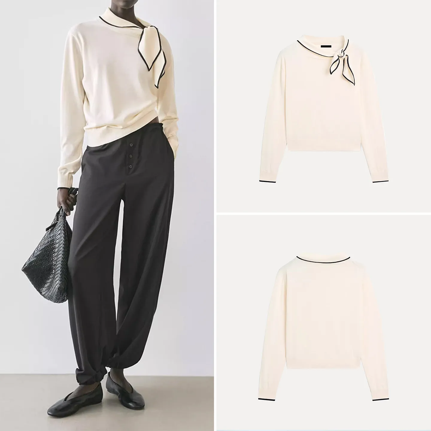 

Ele Commuter Knitwear with Scarf Collar Women's Faion Spring 2026 Z Brand Long Sve Regular Length Knitted Sweater