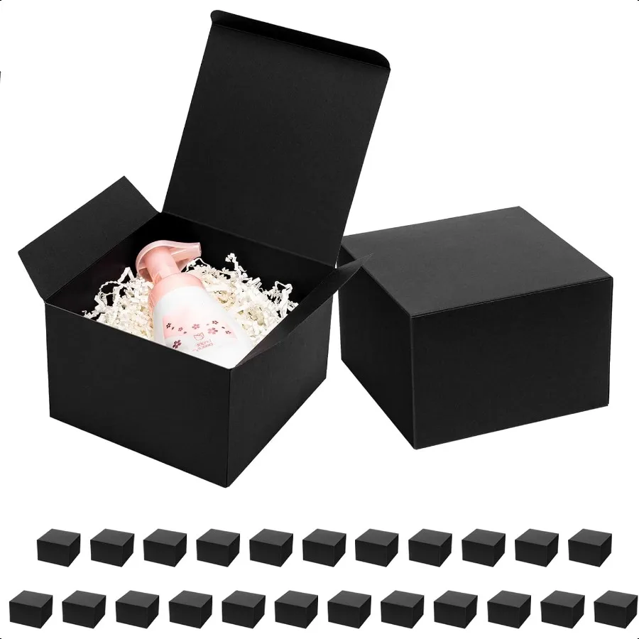 

Black Gift Boxes 6x6x4 Inches 25 Pack Cardboard
