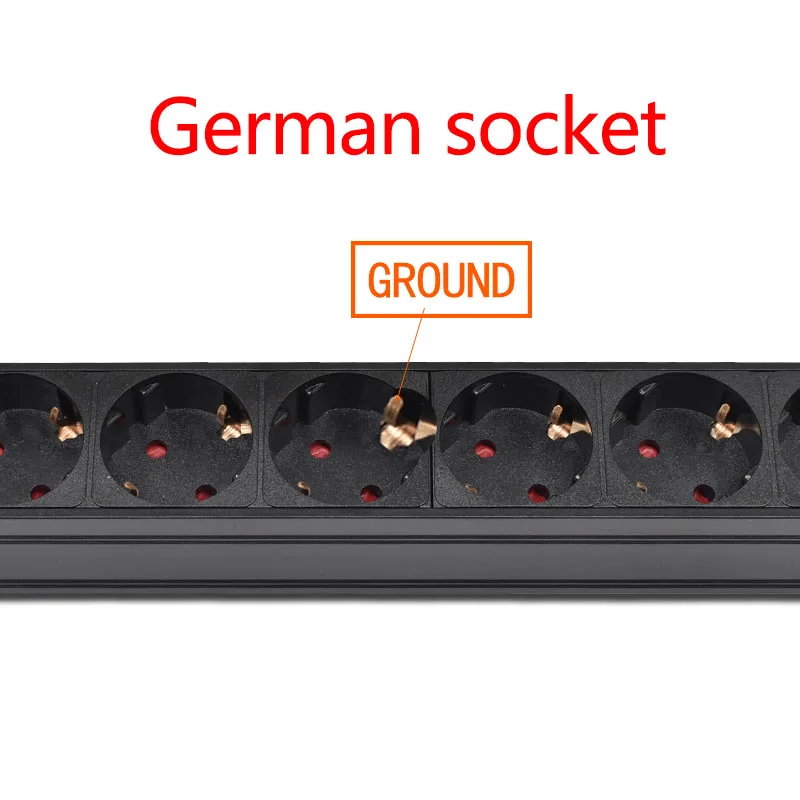 PDU Power Strip Distribution Cabinet 2-10 Way German Socket Break Switch Aluminum alloy shell C14 port Surge protection