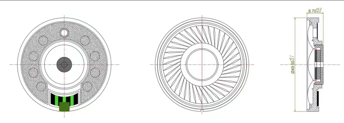 50mm speaker unit 32ohms  titanium film Tri frequency equalization, outstanding medium and high frequency permeability 2pcs