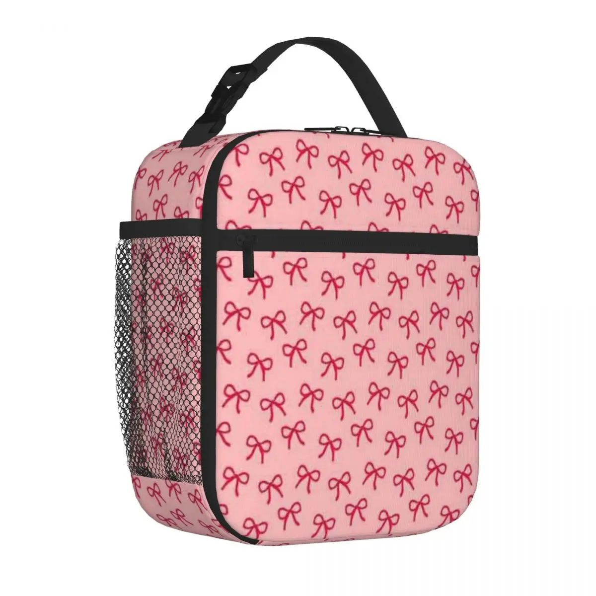 Bestselling Dainty Bows - Red And Pink Stitched Detail Insulated Food Bag Garden Party Bento Bag