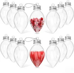1pcs Light Bulb Shaped Refillable Bottles Christmas Ornaments Plastic Candy Containers DIY Clear Ornament Bulbs with Cap