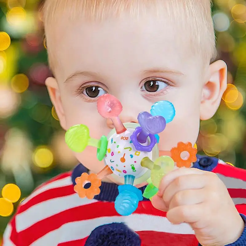 Brinquedo de dentição para criança Calmante Grip Training Teether Criança de textura macia Brinquedos de mastigação Aniversário de Natal