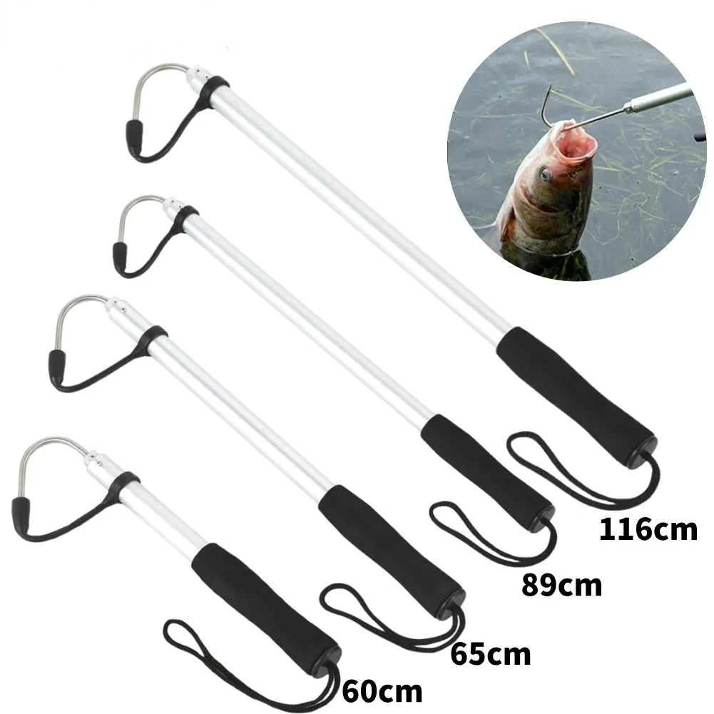 Telescopic Sea Fishing Gaff Stainless Aluminum Alloy Spear Hook Tackle Pesca equipamentos ofertas Fish bat Fishing hook holder