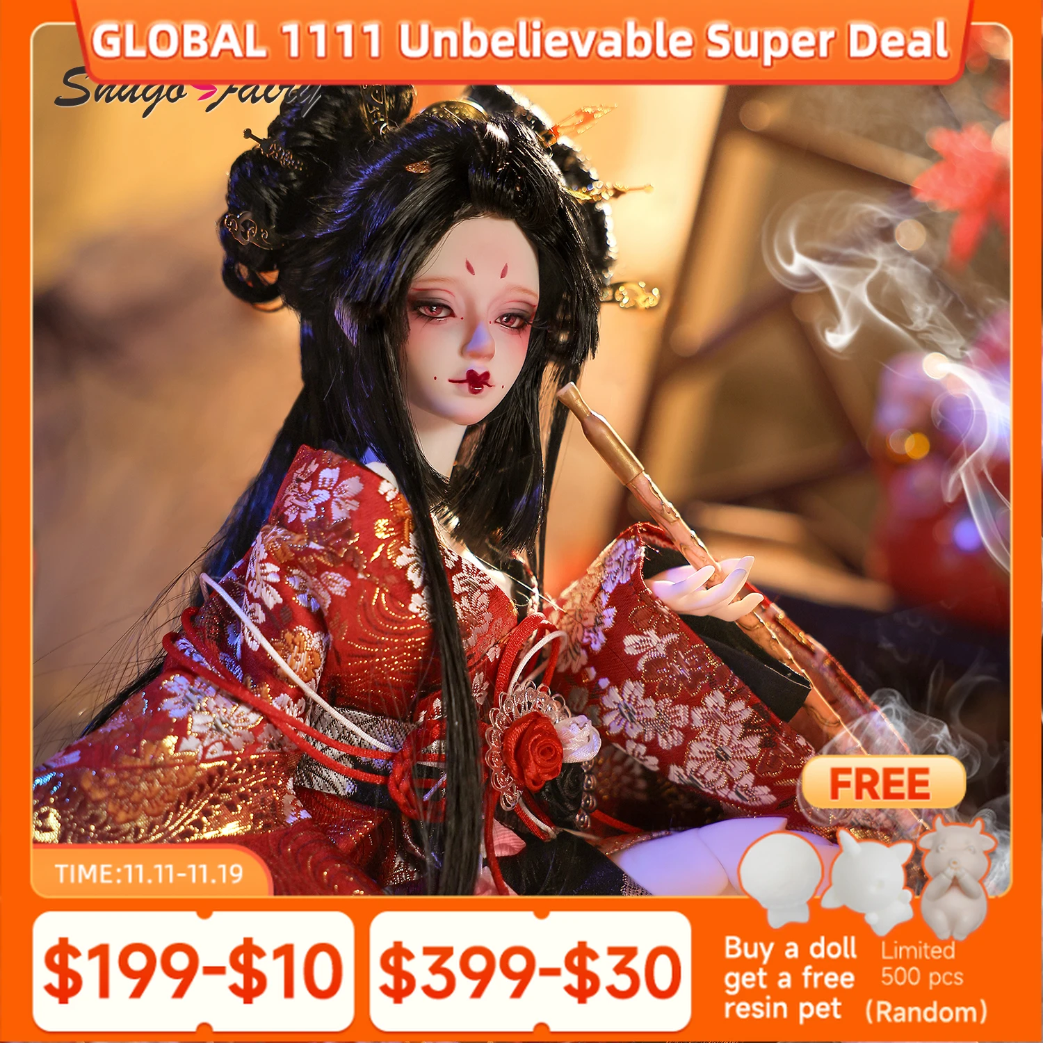 

ShugaFairy Anubis E 1/4 Bjd, полный набор кукол с бородой, японский парчовый наряд Зефира, изысканные коллекционные художественные куклы