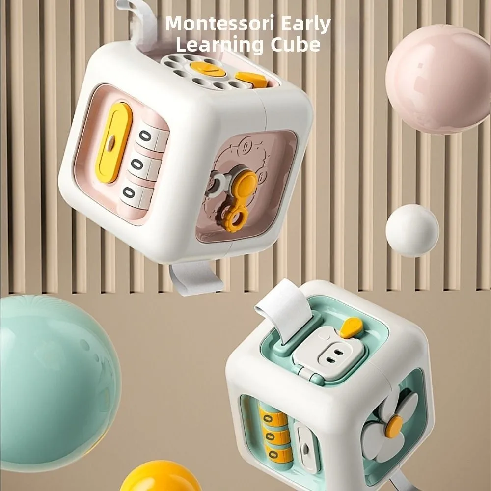 6 IN 1 Montessori Educational Toys Practice Skills Creative Sensory Busy Board Drawer Switches Plastic Multipurpose Busy Cube