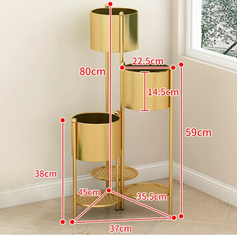 Metal Plant Stand 6 Tier 6 Potted Indoor Gold Flower Pot Stand Holder Shelf Foldable Decorative Display Rack for Multiple Plants