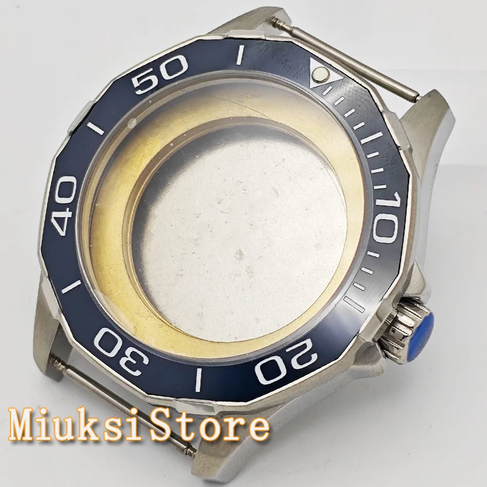 45mm Silver Watch Case Blue/Black Bezel Fit ETA2836 DG2813 3804 Miyota82 PT5000 Movement