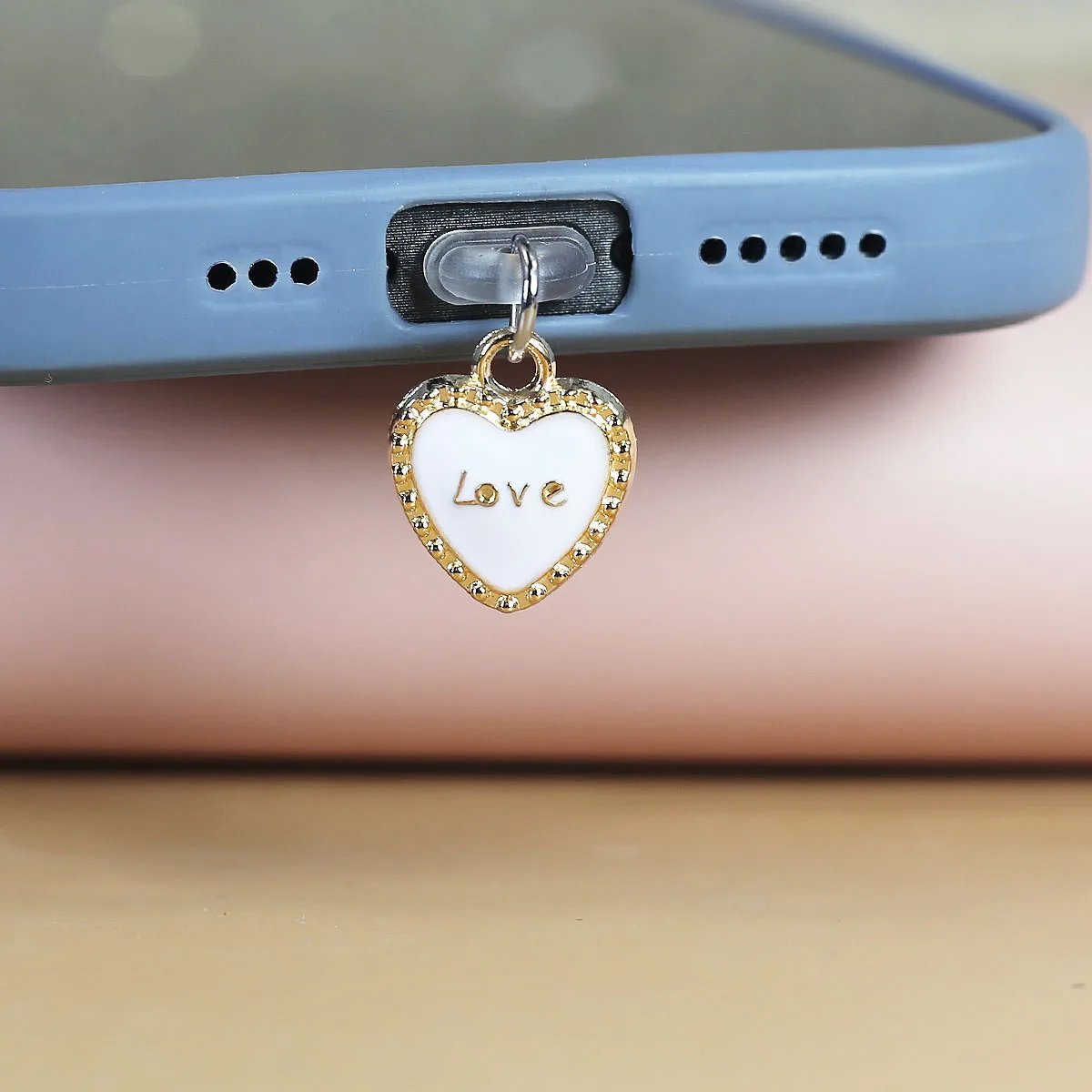 Mobile phone dust plug Valentine's Day gift letter love pendant Love ornament Peach heart pendant Mobile phone accessories