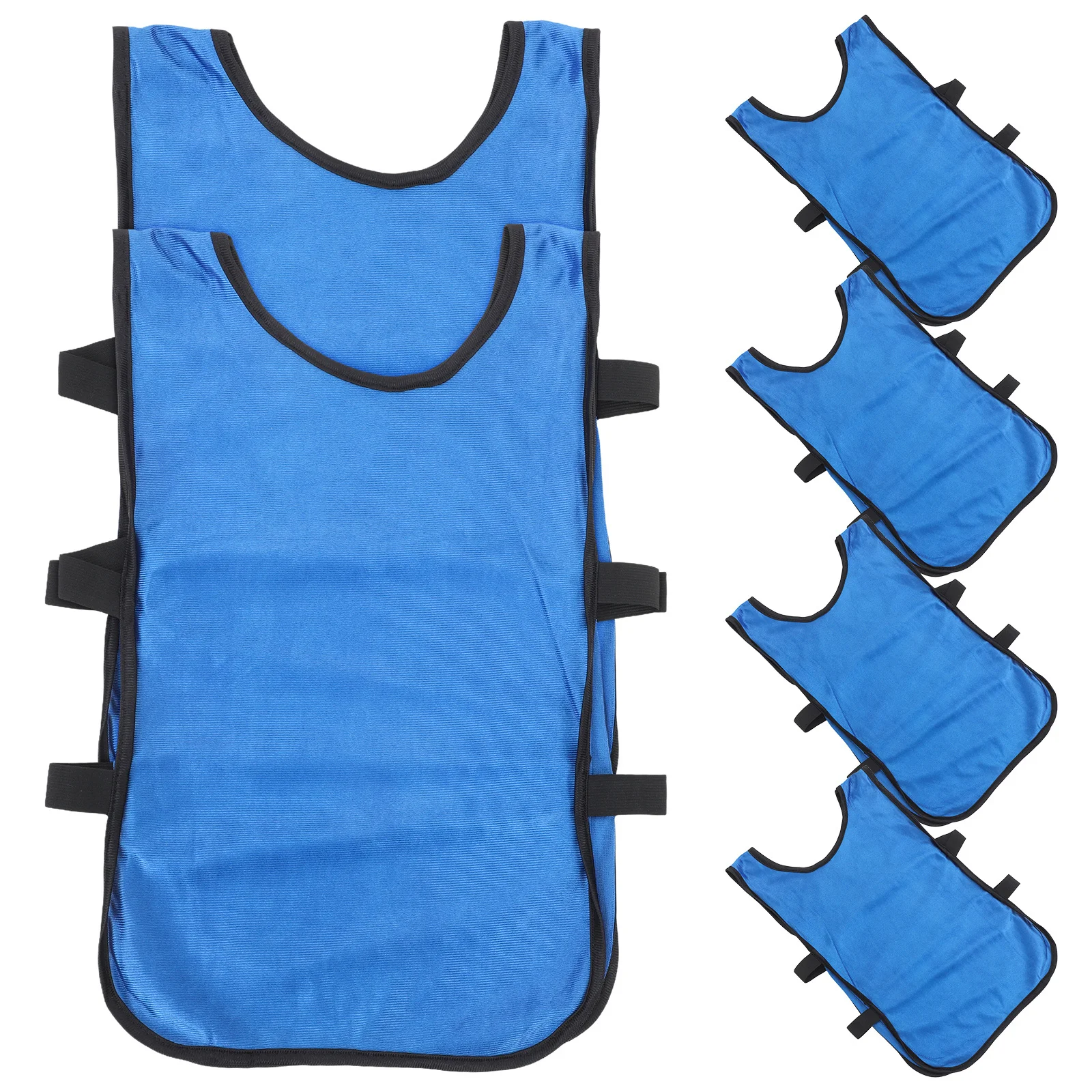 เสื้อกั๊กฝึกซ้อมฟุตบอลเด็กสีฟ้า 6 ชิ้น ระบายอากาศได้ดี น้ำหนักเบา ทนทาน เหมาะสำหรับการฝึกซ้อมกีฬาเยาวชน