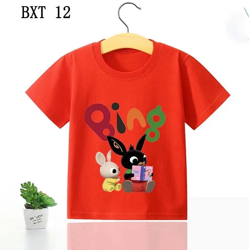 Camiseta de Bing Bunny para niños y niñas, ropa con estampado de figuras de dibujos animados, camisetas de manga corta de algodón de verano, regalo