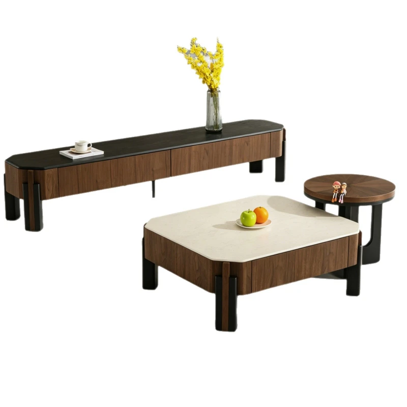 Italian minimalism, rock slab coffee table, light luxury and high-end sense, living room home, imitation marble