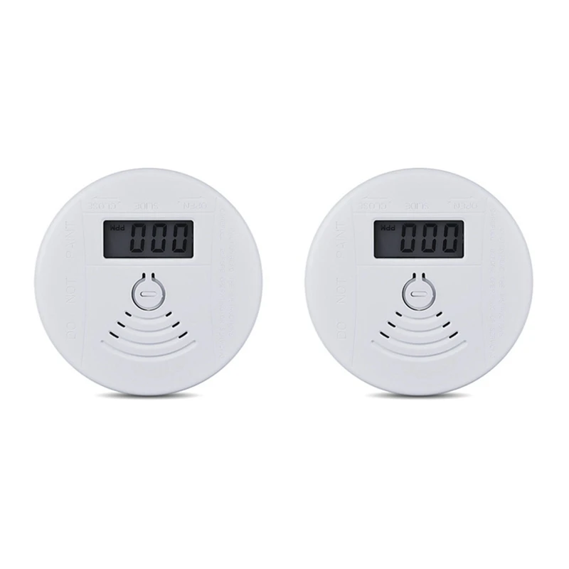 2 PCS Mini Carbon Monoxide Alarm Smoke Detector CO Sensor Battery Alert Fire Sound Alarm ABS For Home Security Protection