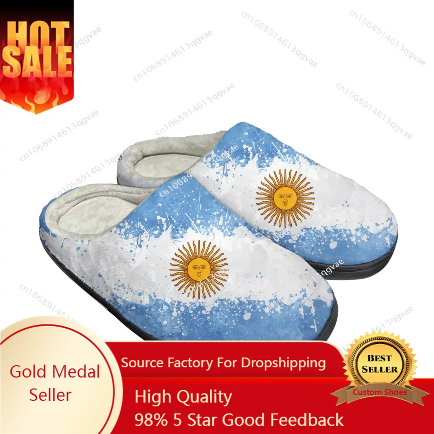 

Argentine Flag Home Cotton Custom Slippers Mens Womens Sandals Argentina Plush Bedroom Casual Keep Warm Shoes Thermal Slipper