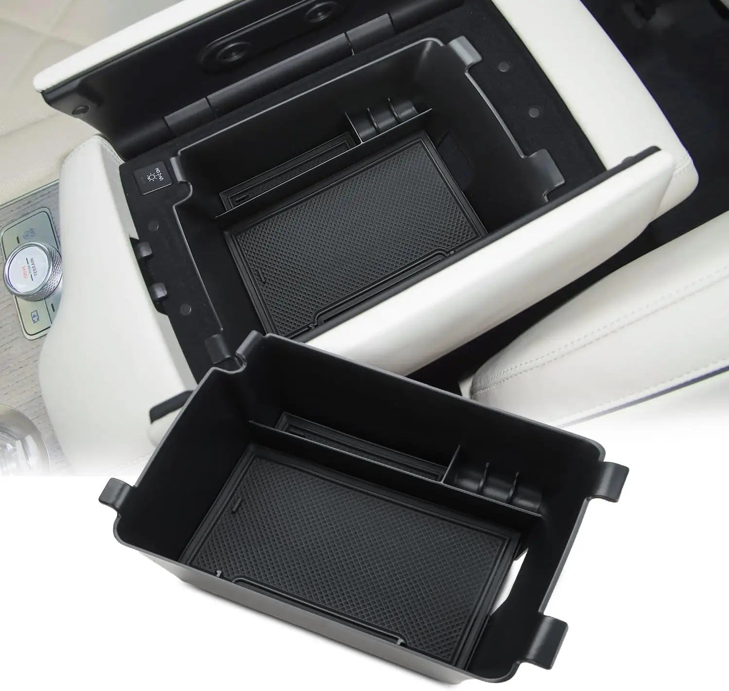 

RUNROAD Center Console Organizer Tray Compatible for Genesis gv80 2025 Accessories Rear Row Armrest Storage Box Tray Organizer