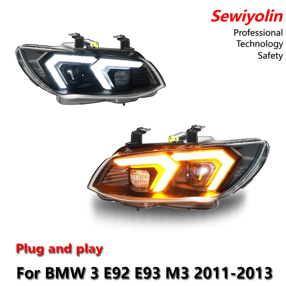 

Светодиодные фары для BMW 3 E92 E93 M3 2011-2013 с ДХО, стоп-сигналом и указателем поворота, установка Plug and Play