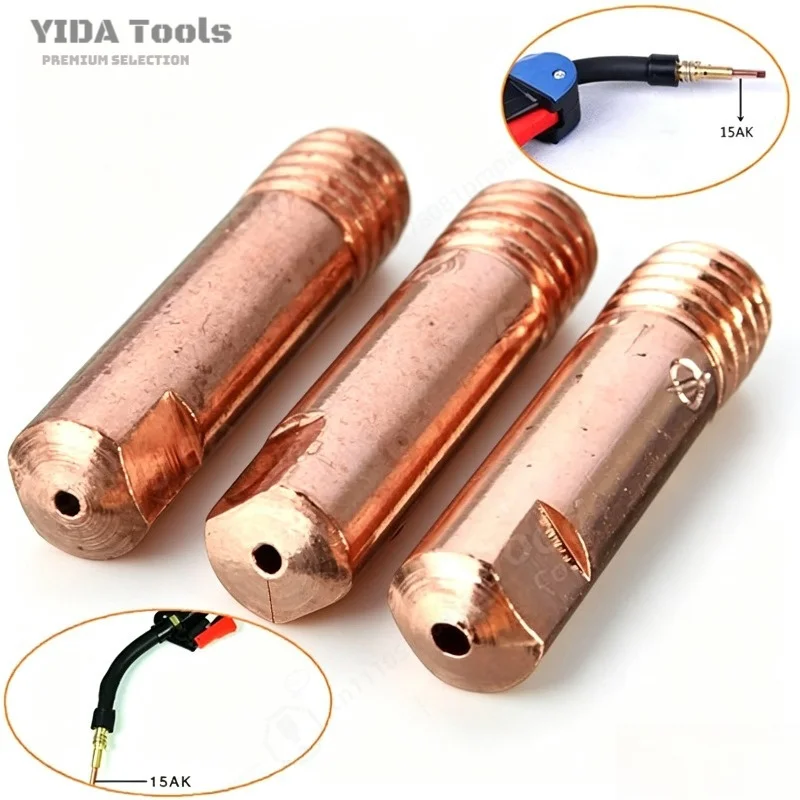 40PCS 15AK Conductive Nozzle for European Hand Welding Torch Accessories 0.8 0.9 1.0mm Wire Feeding Contact Tip
