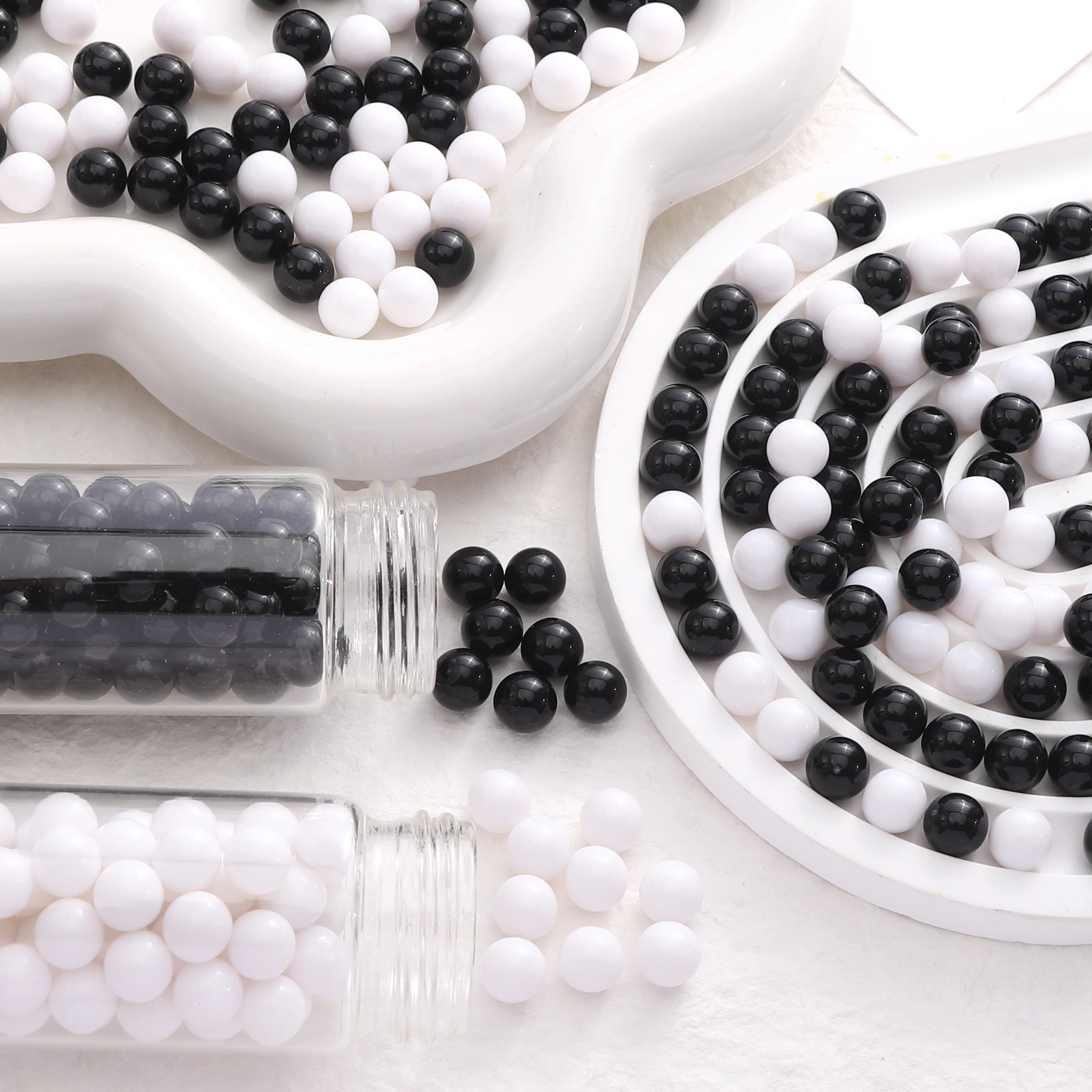 1.8 3 4 5 6 8mm Acrylic Beads Black White Solid Color non-hole Loose Round Beads for DIY Bracelet Necklace Jewelry Making